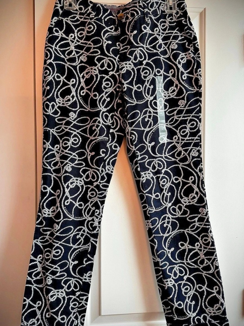 Tommy Hilfiger Hampton Stretch Slim Chino Flare Pants Navy & White Size 2